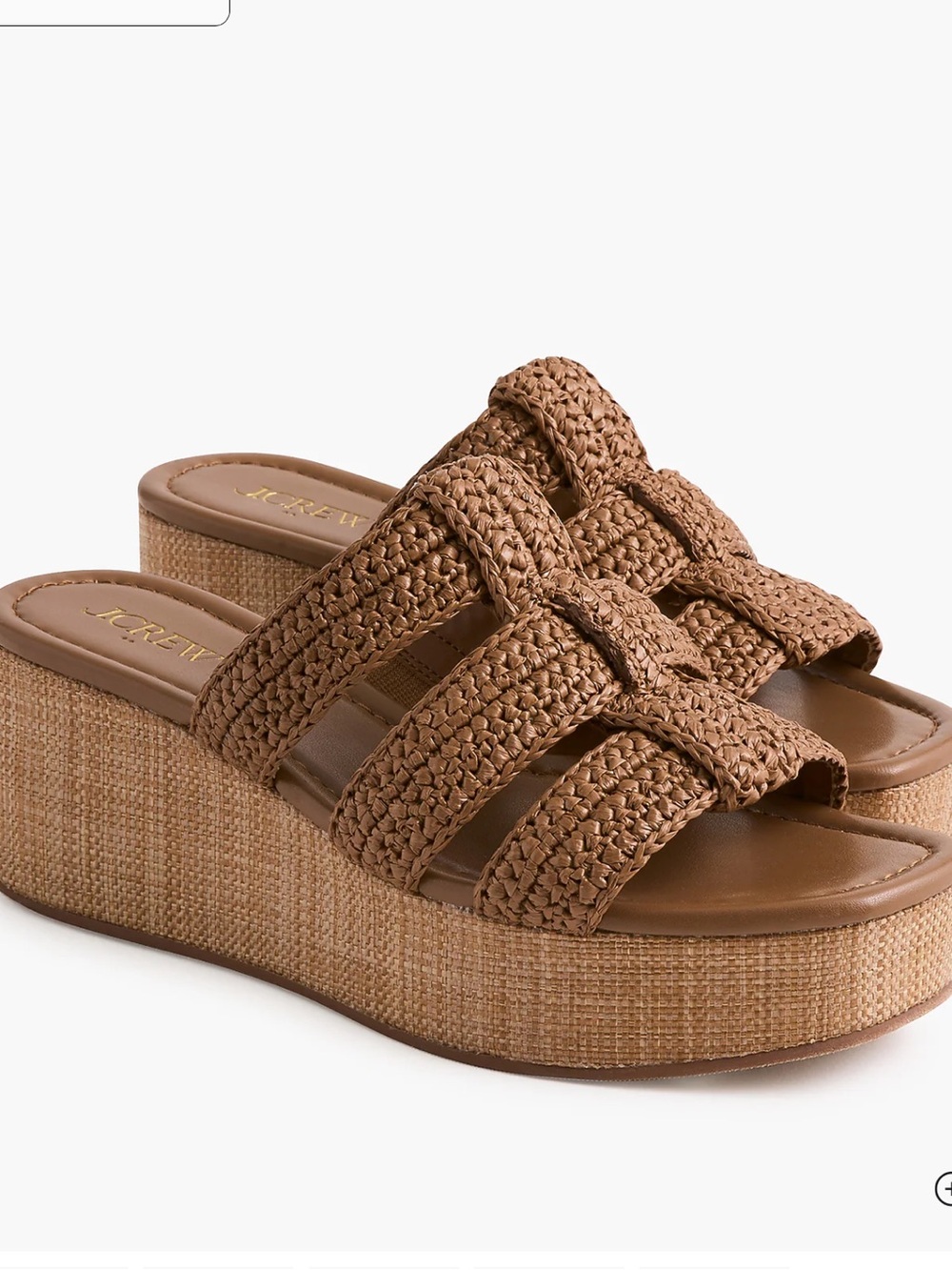 NWOB J. Crew Factory Fisherman flat-form wedges, size 9 Cedar Wood
